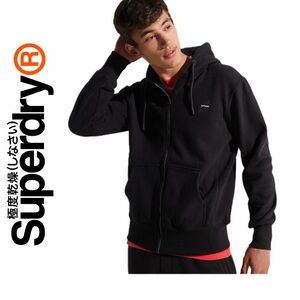 Superdry Hoodie Sport Zip-Up Black Sz X-Large Cozy Athletic Streetwear Core